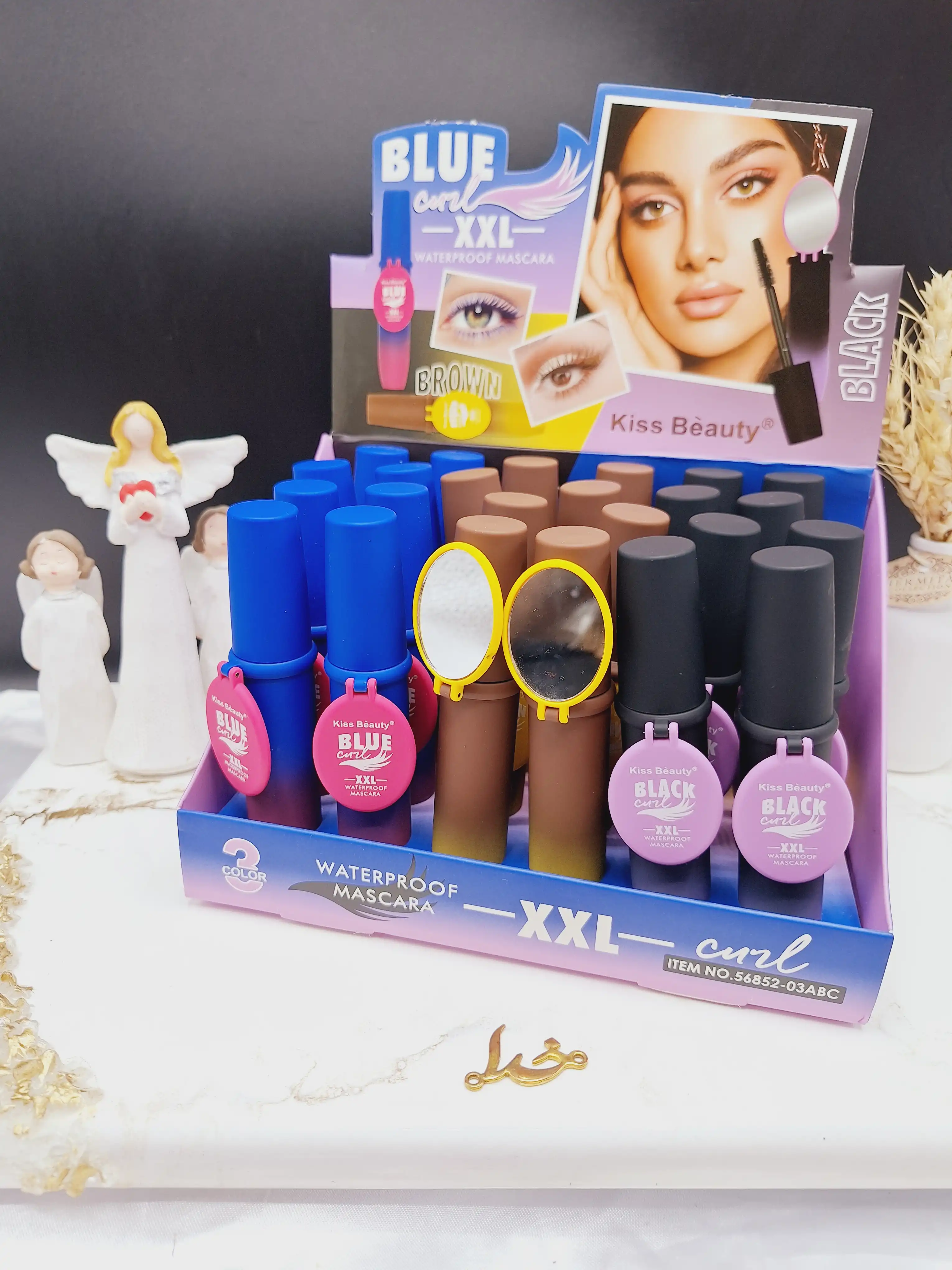 ریمل بلند کننده رنگی ضد آب به همراه آینه برند کیس بیوتی kiss beauty کد 56852