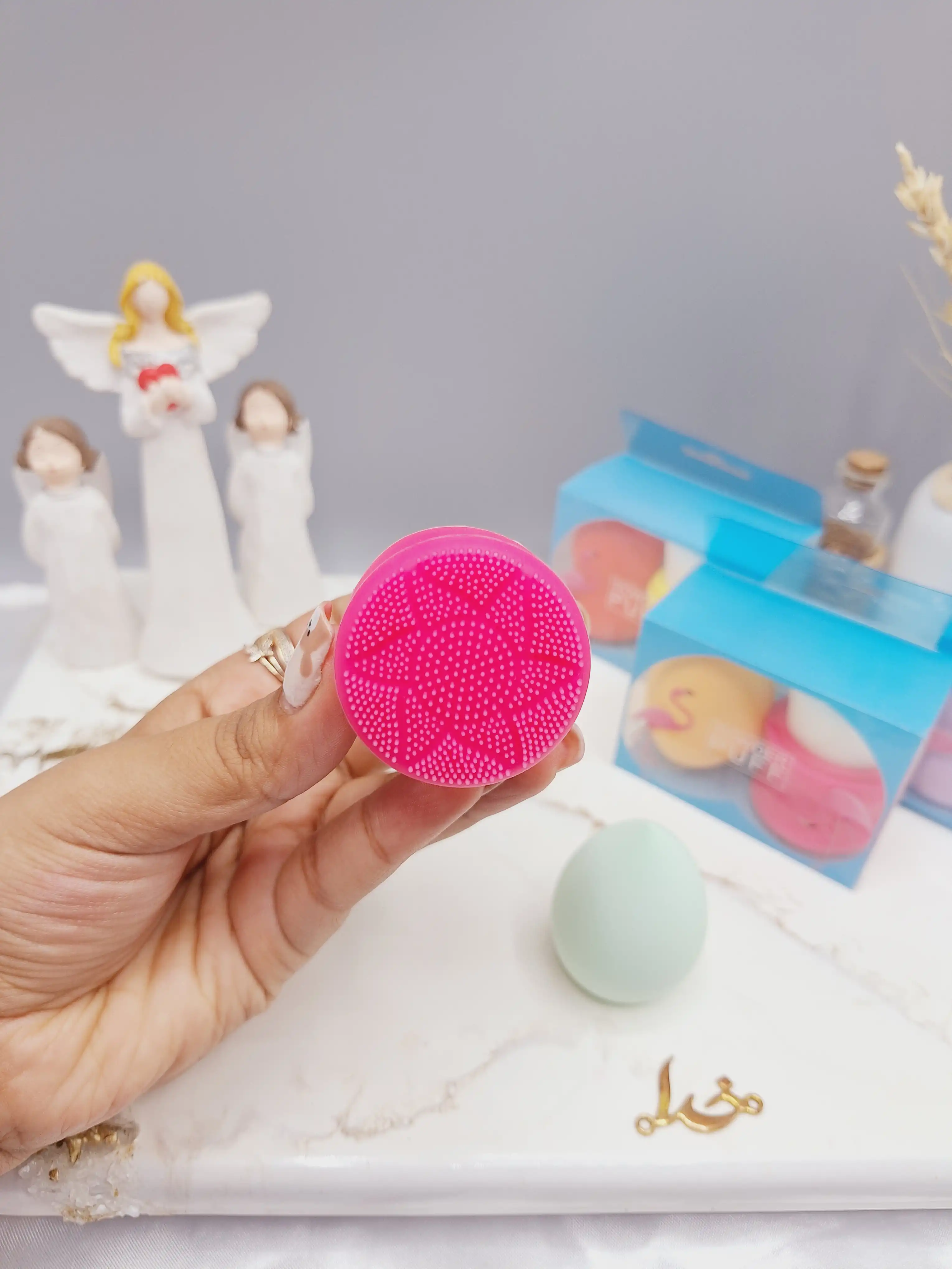 ست پک دوتایی فیس براش صورت و پد تخم مرغی POWDER PU PUFF کد 4822