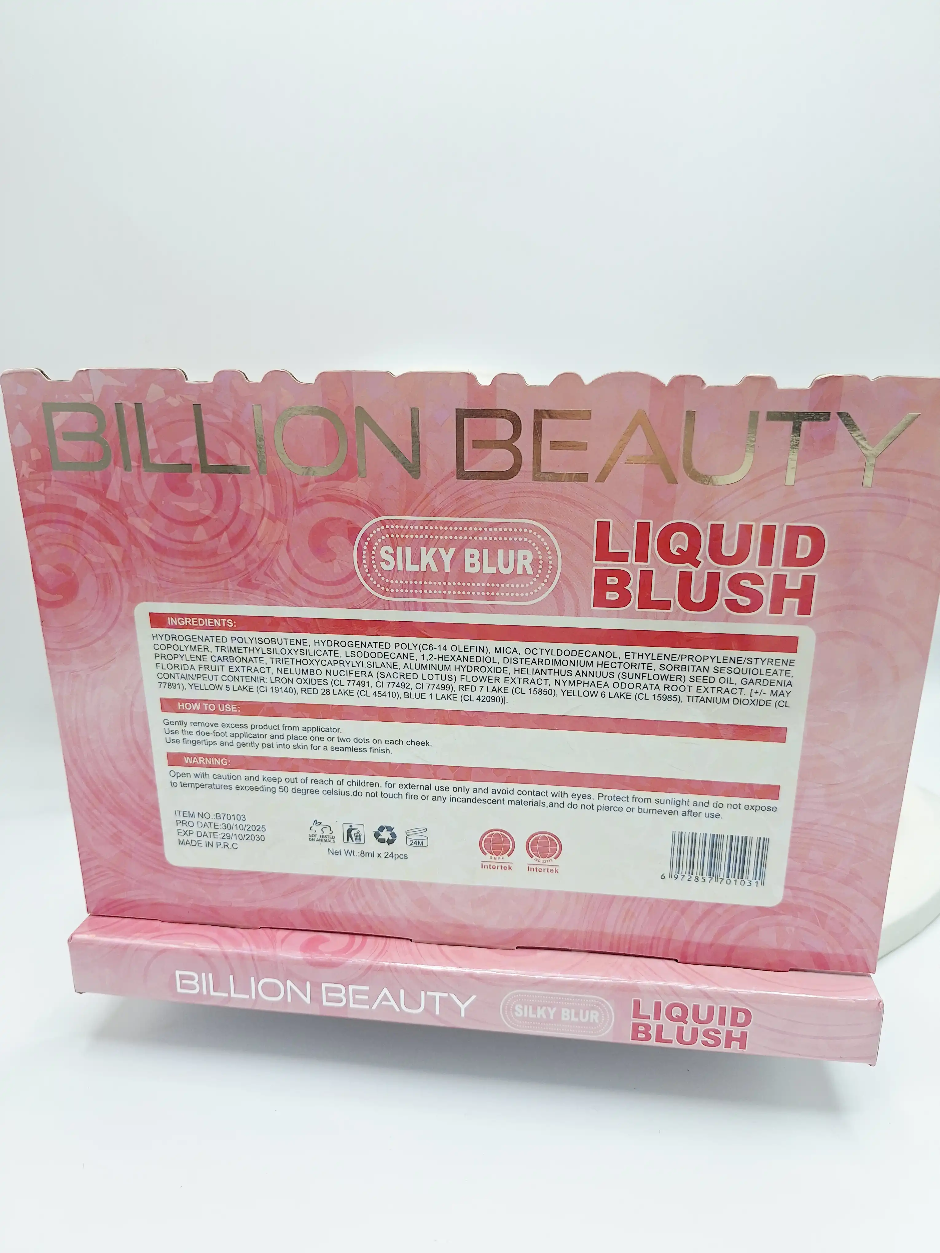 رژ لب و گونه مایع خوش رنگ پوکه ادکلنی برند BILLION BEAUTY کد 70103